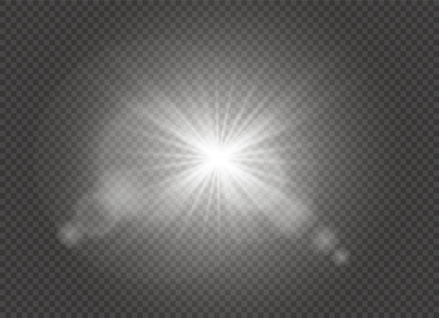 Une Lumière Rougeoyante Explose Sur Un Fond Transparent. étoile Brillante. Soleil Brillant Transparent, Flash Lumineux.
