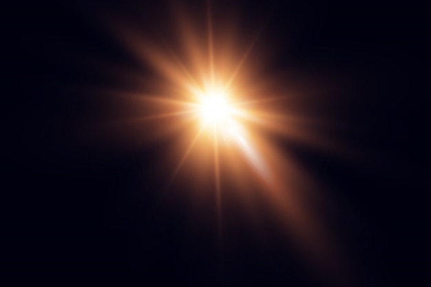 Une lumière rougeoyante explose sur un fond transparent. avec ray. Soleil brillant transparent, flash lumineux. Le centre d'un flash lumineux.