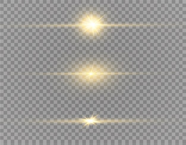 Une lumière rougeoyante jaune explose sur un fond transparent. Des particules de poussière magiques étincelantes. Étoile brillante. Soleil brillant transparent, flash brillant. scintille. Pour centrer un flash lumineux.