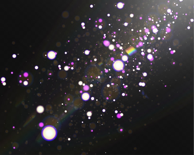 Des lumières bokeh magiques abstraites sur un fond sombre avec des étincelles et un effet de fantaisie flou et doux