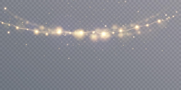 Lumières brillantes de Noël isolées sur un fond transparent Pour les décorations du Nouvel An et des fêtes