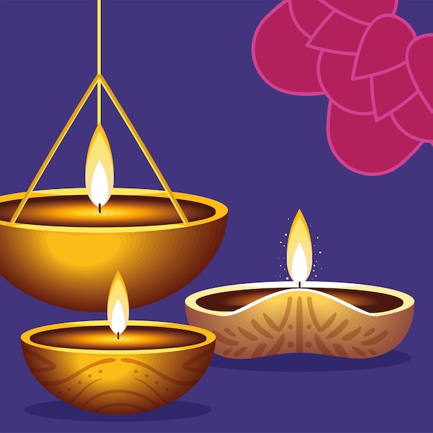 Lumières diya de Diwali