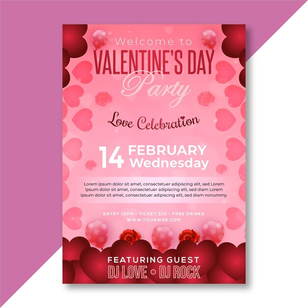 Lumières floues vectorielles affiche de la fête de la Saint-Valentin