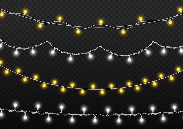 Lumières incandescentes, ampoules à guirlande. Décorations de guirlande.