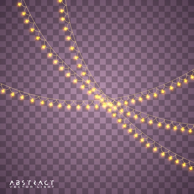 lumières isolés des éléments de conception réaliste. Lumières rougeoyantes pour les cartes de vacances, bannières, affiches, conception de sites Web. Décorations de guirlandes. Lampe néon LED