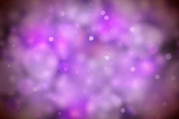 Vecteur lumières magiques violettes lumineuses dans le fond sombre et abstrait de bokeh