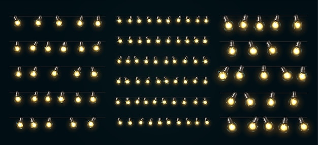 Lumières de Noël. Guirlandes de Noël luisantes d'ampoules LED