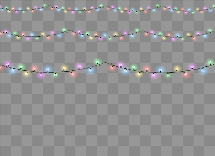 Vecteur lumières de noël isolées sur fond transparent. guirlande lumineuse de noël.