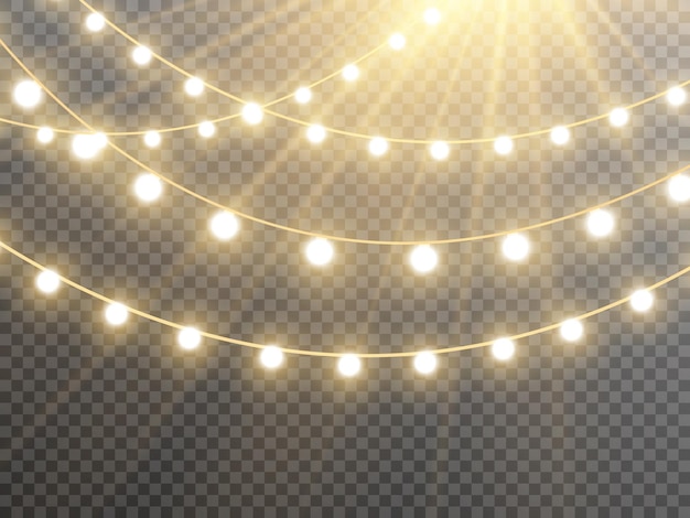 Lumières de Noël isolées sur fond transparent Illustration vectorielle
