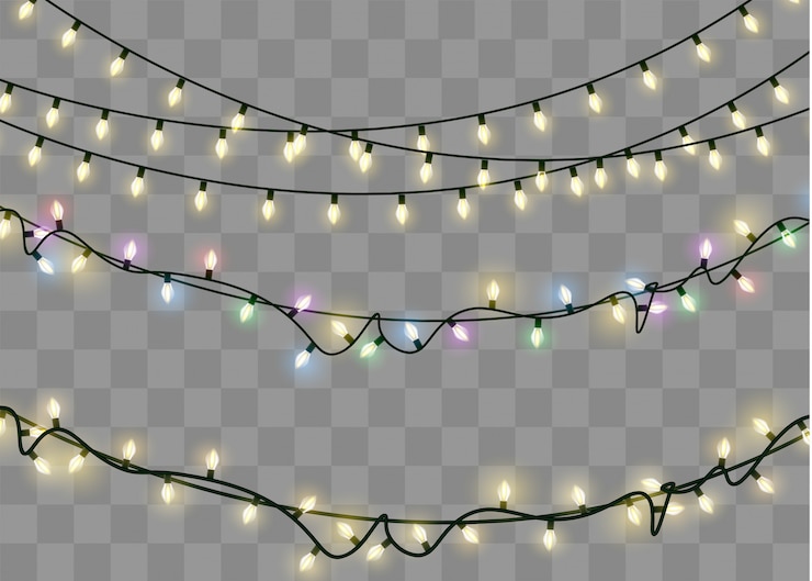 Vecteur lumières de noël isolés des éléments de conception réaliste. lumières incandescentes pour les vacances de noël.lampe néon à led