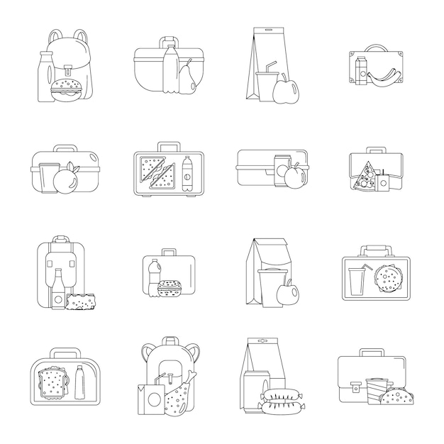 Lunchbox Food Icons Set