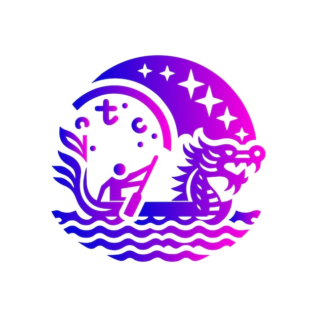 Vecteur une lune et un dauphin flottent sur l'eau
