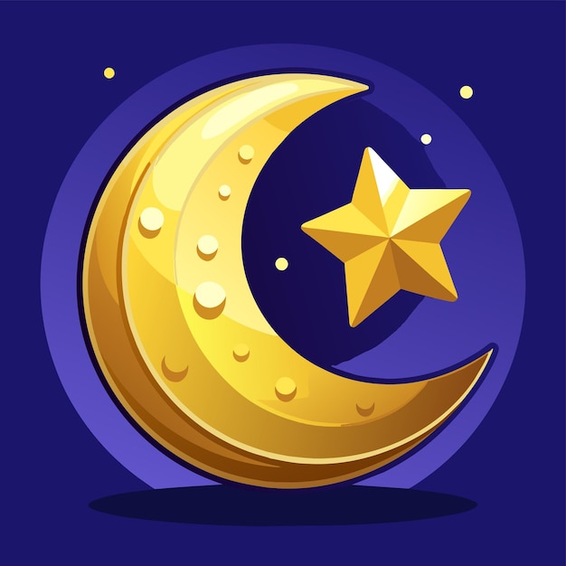 lune dorée et étoiles illustration vectorielle 3D