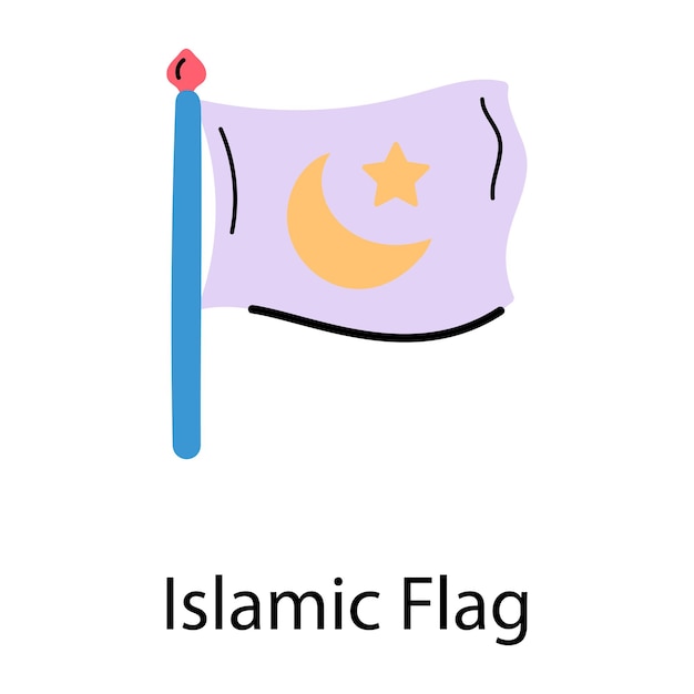 Lune et étoile dans l'icône colorée du drapeau du drapeau islamique