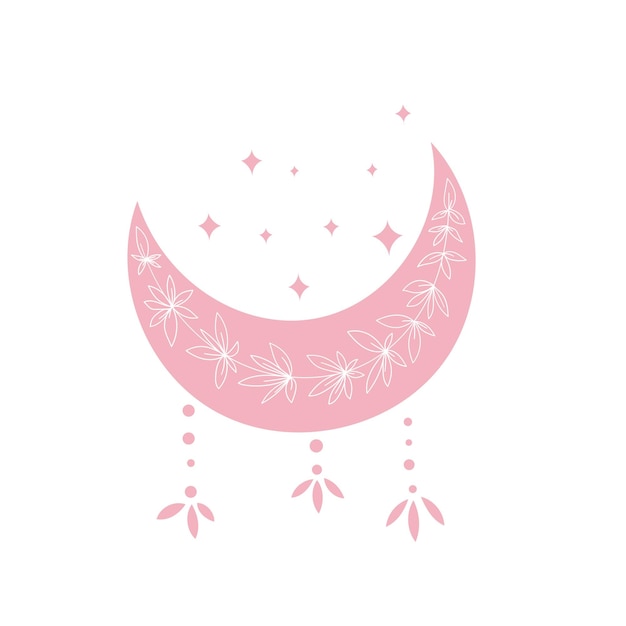 Lune Et étoiles Boho élément Décoratif Illustration Vectorielle
