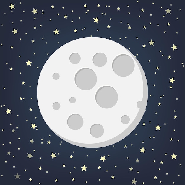 Lune avec des étoiles dans le style plat dasign Illustration vectorielle