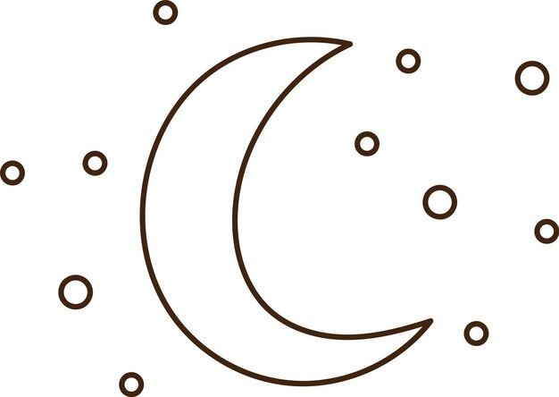 Vecteur lune avec des étoiles doodle