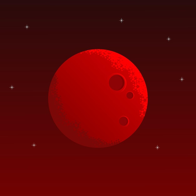Vecteur lune rouge avec fond d'espace