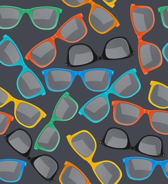 Lunettes De Couleur Motif De Fond De Style Hipster Sur Une Illustration Vectorielle Rectangulaire à La Mode D'accessoires Sombres