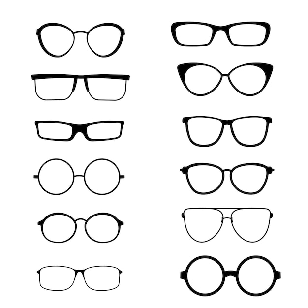 Lunettes de différentes formes, icône de cadres