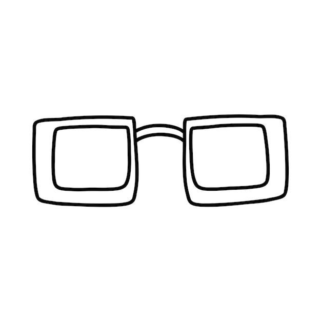 Lunettes de doodle dessinés à la main Illustration de croquis vectoriel de lunettes de contour noir lunettes de soleil icône linéaire pour imprimer le logo de conception de page de coloriage