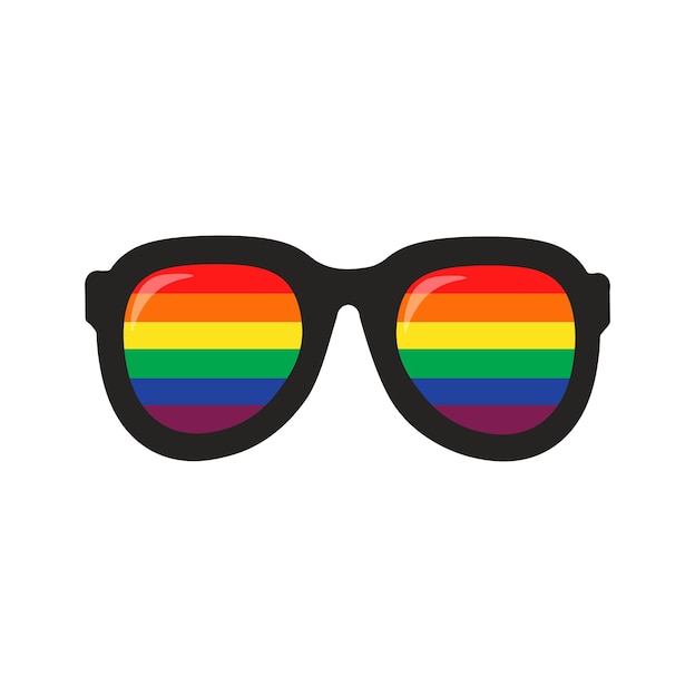 Lunettes avec un drapeau pour l'illustration de la journée de la fierté LGBT Arrêtez l'homophobie pour la Journée internationale contre l'homophobie Illustration vectorielle à plat avec arrière-plan