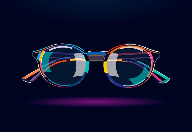 Vecteur lunettes élégantes avec des montures arrondies dessin abstrait coloré de lunettes de soleil