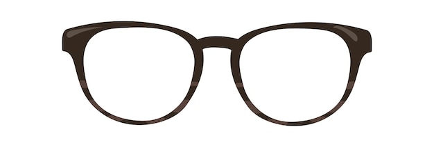 Lunettes noires de dessin animé. Lunettes pour hipster ou nerd, lunettes vintage, lunettes modernes dans un cadre en plastique foncé, illustration vectorielle isolée sur fond blanc