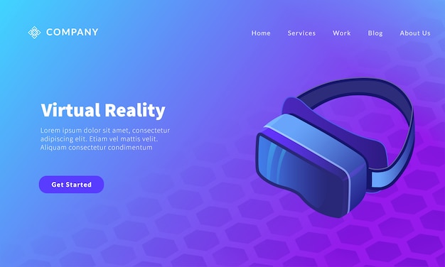 Vecteur lunettes de réalité virtuelle pour modèle de site web ou bannière de page d'accueil