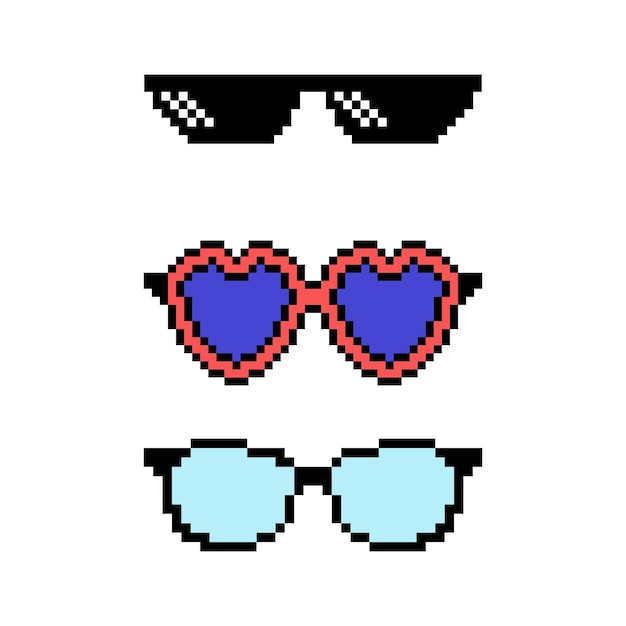 Vecteur lunettes de soleil en pixel art design vecteur premium