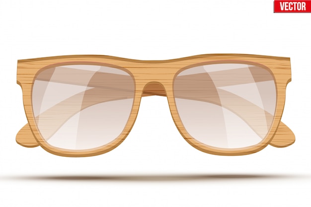 Vecteur lunettes de soleil vintage avec cadre en bois.