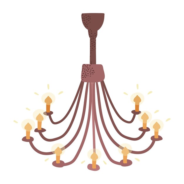 Vecteur lustre avec bougies électriques. lampe à la mode dans un concept de style scandinave. illustration vectorielle plane. objet séparé isolé sur fond blanc.