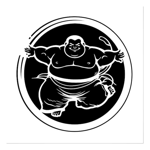 Vecteur un lutteur de sumo avec un katana à la main illustration vectorielle