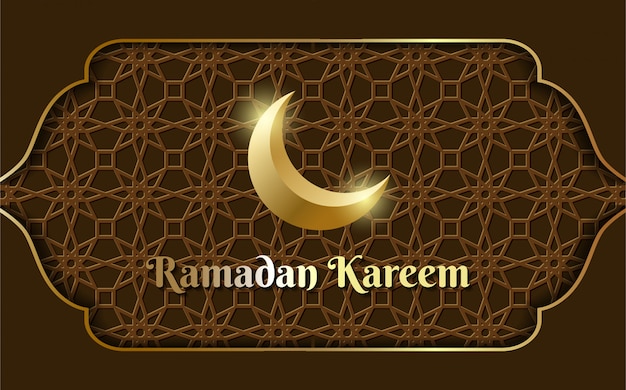 Vecteur luxe ramadan kareem marron avec lune.