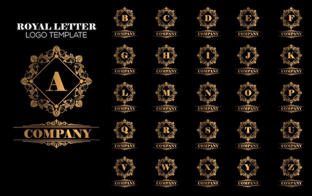 Luxueux Royal Vintage Gold Logo Template Vector