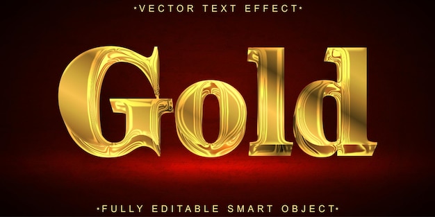 Luxury Gold Vector Effet de texte d'objet intelligent entièrement modifiable