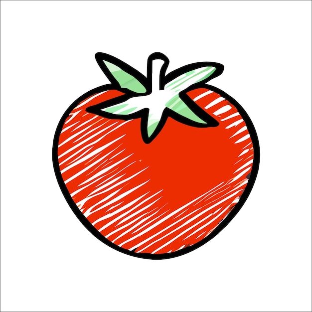 Vecteur lycopène de tomate rouge dessiné à la main dessin animé autocollant icône concept illustration isolée