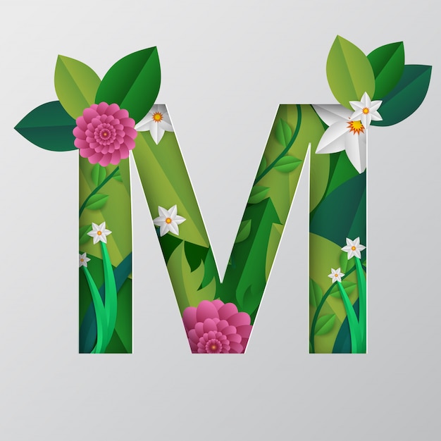 Vecteur m alphabet fait par design floral.