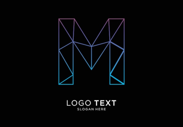 M Lettre logo lignes irrégulières technologie de couleur dégradée
