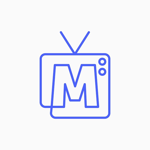 m lettre marque chaîne télévision tv logo vecteur icône illustration