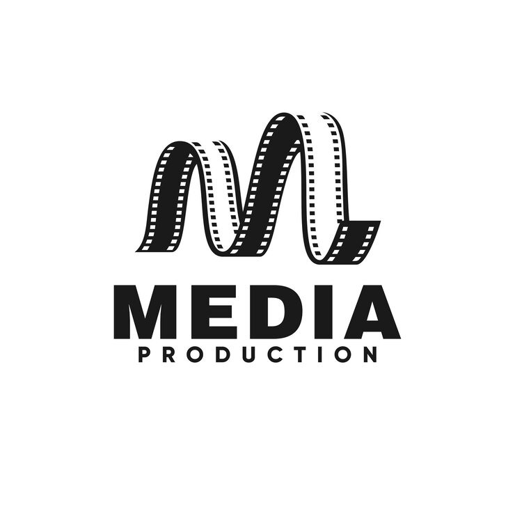 Vecteur m logo vector lettre m media logo design bande de film