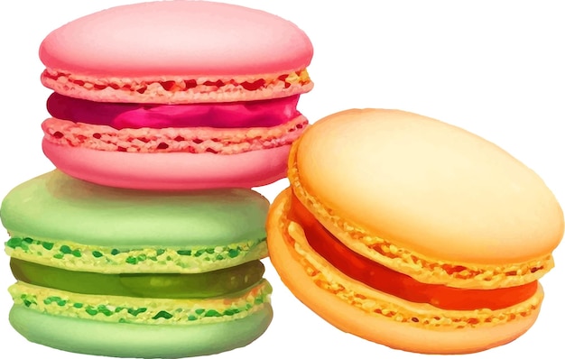 Macarons Colorés Détaillées Belle Illustration Vectorielle Dessinés Main