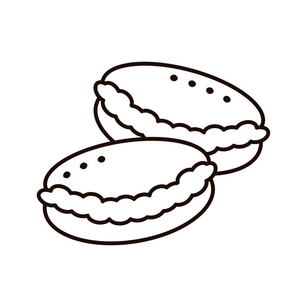 Macarons isolés sur fond blanc style Doodle