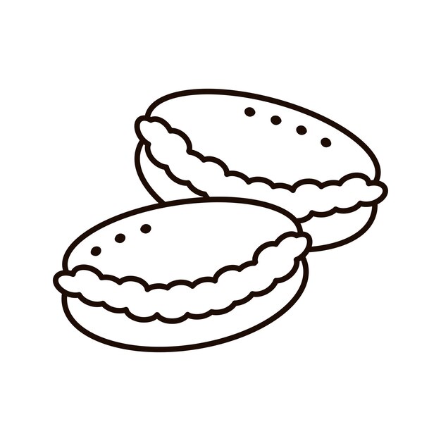 Macarons Isolés Sur Fond Blanc Style Doodle