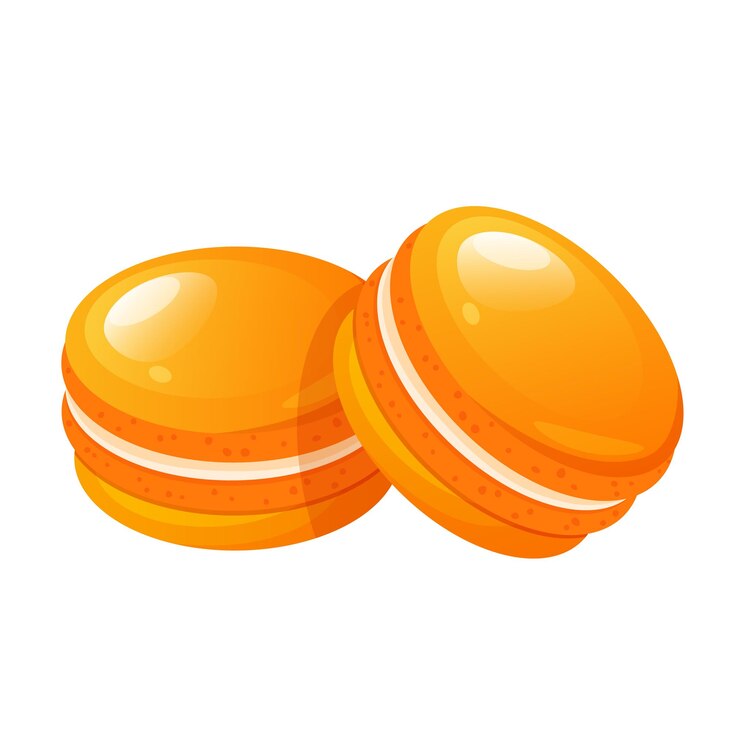 Vecteur des macarons d'orange de dessert français