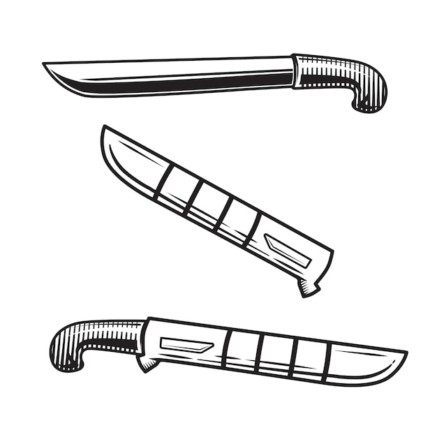 Vecteur machette vector illustration dessin au trait noir et blanc