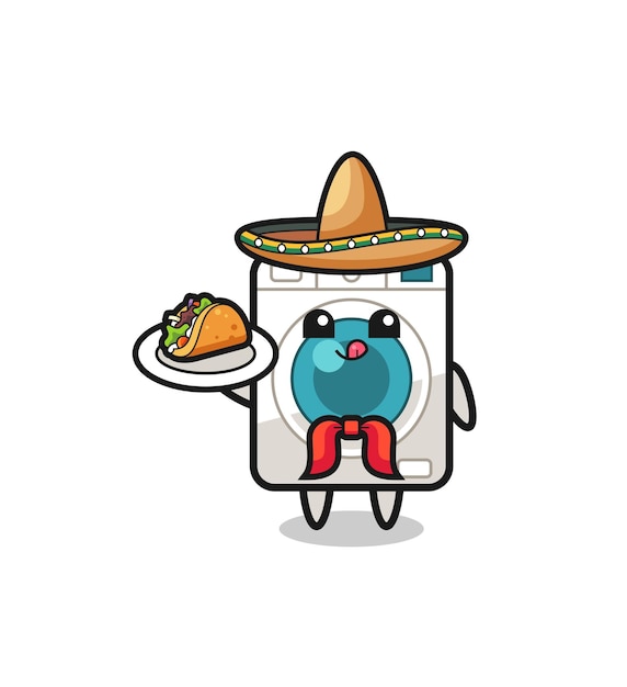 Machine à Laver Mascotte De Chef Mexicain Tenant Un Taco