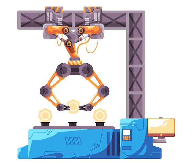 Vecteur machine de production à bras robotique mécanique à main articulée robot automatique ligne d'usine de machines