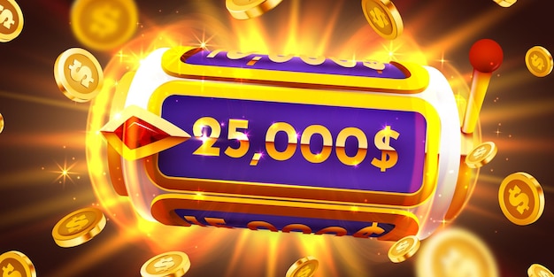 La machine à sous dorée remporte le jackpot 777 Big win concept Casino jackpot