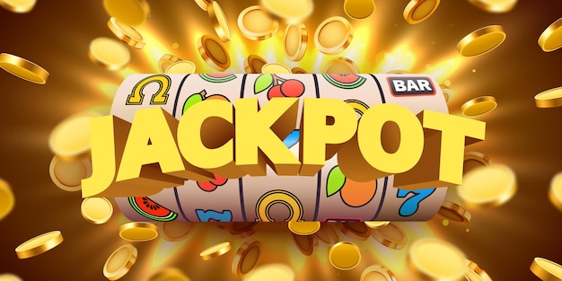 La Machine à Sous Avec Des Pièces D'or Volantes Remporte Le Jackpot. Grande Victoire